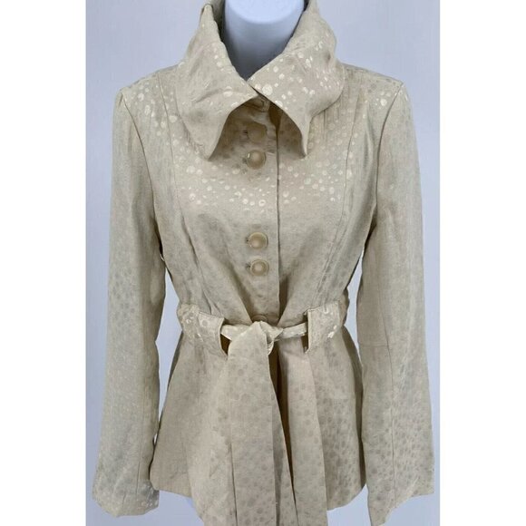 Tulle Jackets & Blazers - Tulle Medium (Anthropologie) Cream Polka Dots Button Front Jacket with Tie NWT